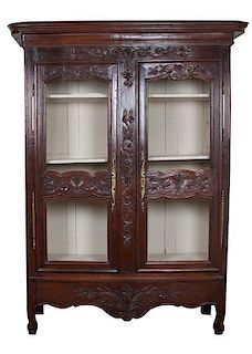* A French Provincial Lacquered Armoire Height 94 1/2 x width 55 x depth 22 inches.