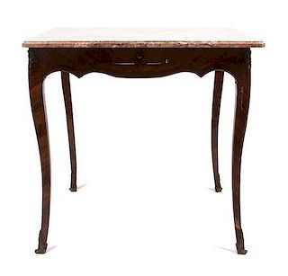 * A French Olivewood Center Table Height 27 x width 28 x depth 28 inches.