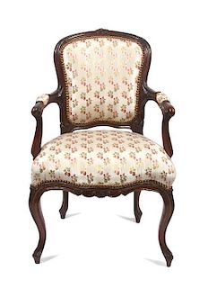 * A Louis XVI Style Fauteuil Height 36 inches.
