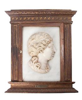 A Neoclassical Marble Portrait Plaque Overall: 18 x 15 1/4 inches.
