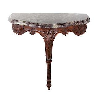 * A Rococo Revival Mahogany Console Height 35 1/2 x width 30 1/2 inches.