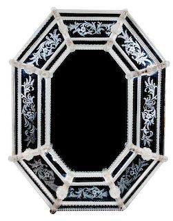 A Venetian Glass Mirror Height 48 x width 39 inches.