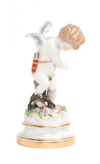 A Meissen Porcelain Figure Height 7 3/4 inches.