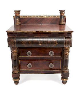 An Empire Style Miniature Chest of Drawers Height 15 1/4 x width 12 1/2 x depth 8 inches.