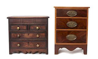 * Two Miniature Chests of Drawers Height of first: 16 inches.