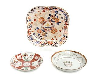 * A Collection of Three Porcelain Dishes Width of largest 7 1/4 inches.