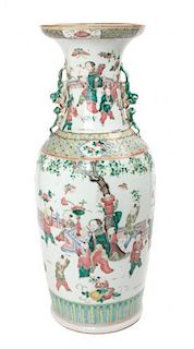 * A Chinese Export Famille Rose Urn Height 24 1/2 inches.
