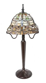 * An American Leaded Glass Table Lamp Height 26 1/2 inches.
