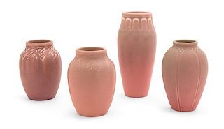 * Four Rookwood Production Pottery Vases Height of tallest 7 inches.