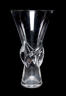 * A Steuben Glass Vase Height 11 5/8 inches.