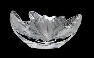 * A Lalique Molded and Frosted Glass Bowl Height 3 3/4 x diameter 7 3/4 inches.