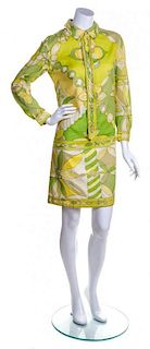 A Pucci Green and Yellow Cotton Dress, Size 12.