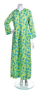 A Lilly Pulitzer Green and Blue Floor Length Caftan, Size S.