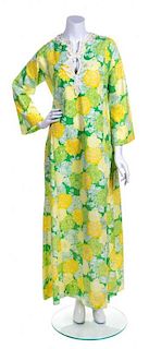 A Lilly Pulitzer Green and Yellow Floor Length Caftan,