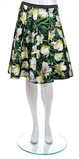 * An Oscar de la Renta Green Floral Skirt, Size: 8.