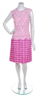 * An Oscar de la Renta Pink Tweed and Lace Dress, Size: 8.