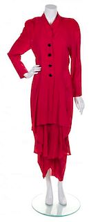 A Chloe Red Wool Asymmetrical Dress,