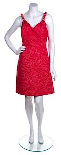 A Mary McFadden Coral Cocktail Dress, Size 10.
