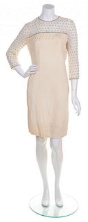 A Mollie Parnis Cream Silk Embroidered Dress,