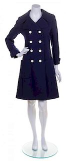 A Norman Norell Navy Double Breasted Coat,