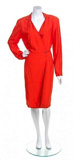 A Thierry Mugler Orange Wrap Dress, Size 44.