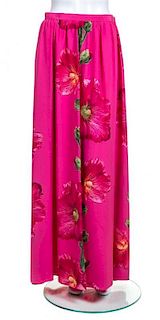 A Bill Blass Fuchsia Floral Evening Skirt, Size 10.