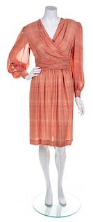 * A Bill Blass Red and Tan Checked Wrap Dress, Size 10.