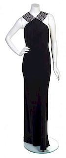 * A Brioni Black Silk Evening Gown, Size 44.