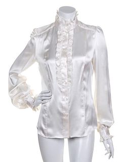 * A Dolce & Gabbana White Satin Blouse, Size 40.