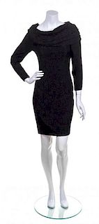 A Valentino Black Silk Floral Dress, Size 6.