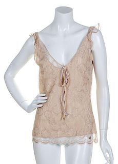 * A Chanel Beige Lace Camisole Top, Size 42.