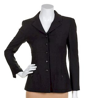 * A Chanel Black Basketweave Jacket, Size 36.