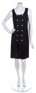 * A Chanel Black Pleated Sleeveless Dress, Size 40.