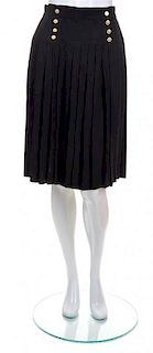 * A Chanel Black Pleated Wrap Skirt,