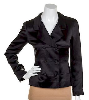 * A Chanel Black Silk Evening Suit, Size 36.