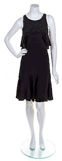 * A Chanel Black Silk Ruffle Dress, Size 34.