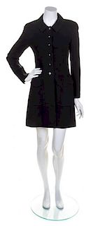 * A Chanel Black Wool Coat, Size 38.