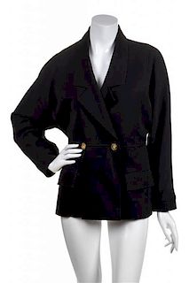 A Chanel Black Wool Jacket, Size 38.