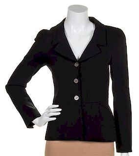* A Chanel Black Wool Jacket, Size 36.