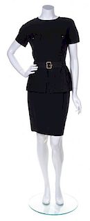 A Chanel Black Wool Skirt Ensemble, Size 40.