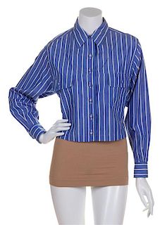 * A Chanel Blue and White Cotton Striped Blouse,