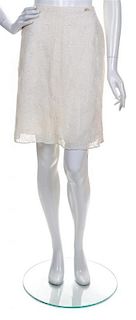 * A Chanel Ivory Lace Beaded Skirt, Size 36.