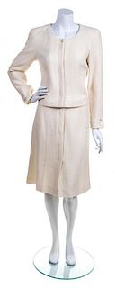 A Chanel Ivory Wool Skirt Suit, Size 40.