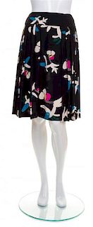 A Chanel Multicolor Silk Pleated Skirt, Size 36.