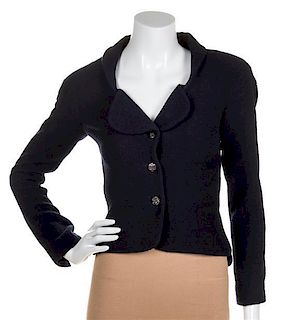 * A Chanel Navy Boucle Jacket, Size 36.