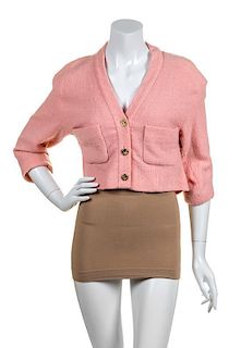 A Chanel Pink Wool Jacket, Size 36.