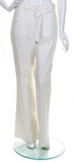 * A Chanel White Cotton Wide Leg Pant, Pant size 42, top size 38.
