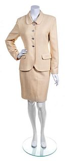 A Chanel Yellow Tweed Skirt Suit, Size 40.