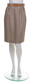 An Hermes Tan Silk Blend Skirt,