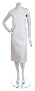 An Hermes White Leather Sleeveless Dress, Size 36.